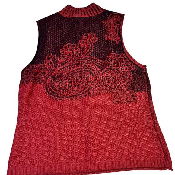Burgundy red knit paisley r - Picture 2 of 6